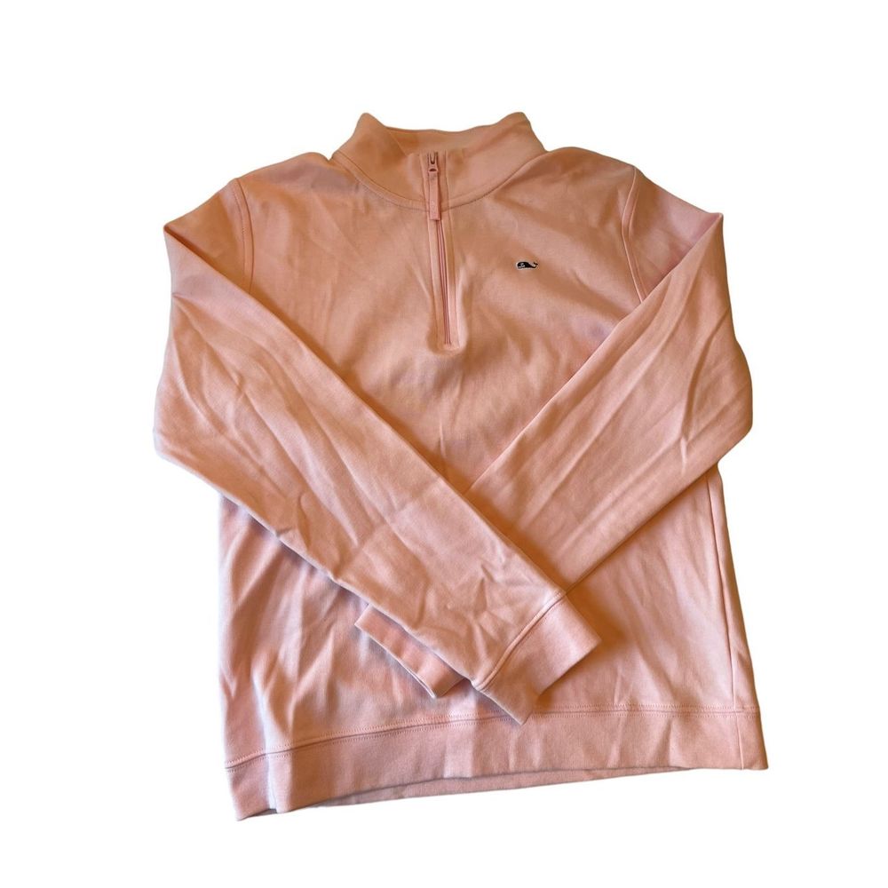 EUC Vineyard Vines Girls Light Pink Pullover - Size Large, 1/4 Zip, Blue Whale L